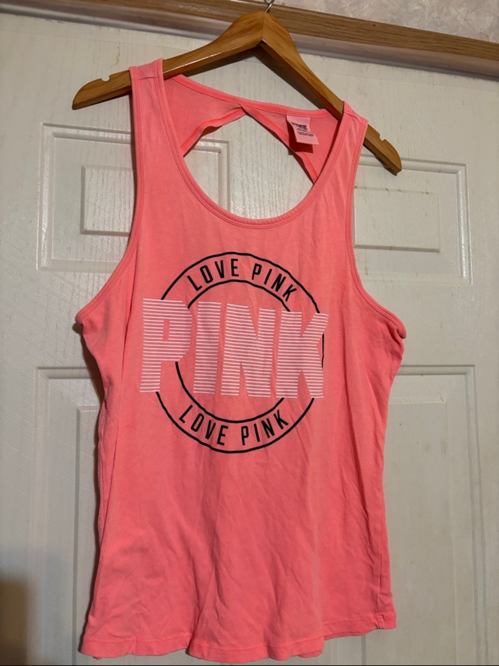 PINK Victoria's Secret Coral Pink Graphic Tank Top